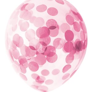 BALLOONS 12" PINK CONFETTI 6-P