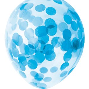 BALLOONS 12" BLUE CONFETTI 6-P