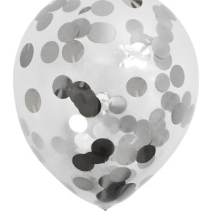 BALLOONS CONFETTI SILVER 6-PACK