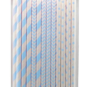 PAPER STRAWS BLUE MIX 24-P