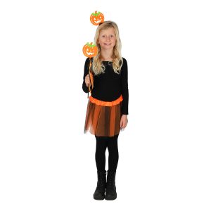 SKJØRT MED PANNEBÅND/TRYLLESTAV GRESSKAR 134-140