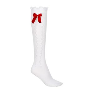 OKTOBERFEST SOCKS WHITE WITH RED BOW 35-38