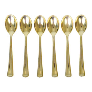 REUSEABLE PLASTIC GOLD SPOON 6-P