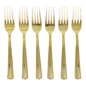 REUSEABLE PLASTIC GOLD FORK 6-P